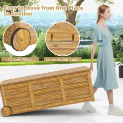 Tangkula 48 Gallon Outdoor Storage Box with Wheels