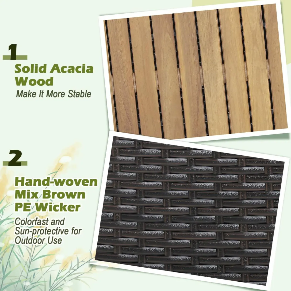 Tangkula 134 Gallon Outdoor Storage Box, Wicker Patio Deck Box with Solid Acacia Wood and Waterproof Zippered Liner