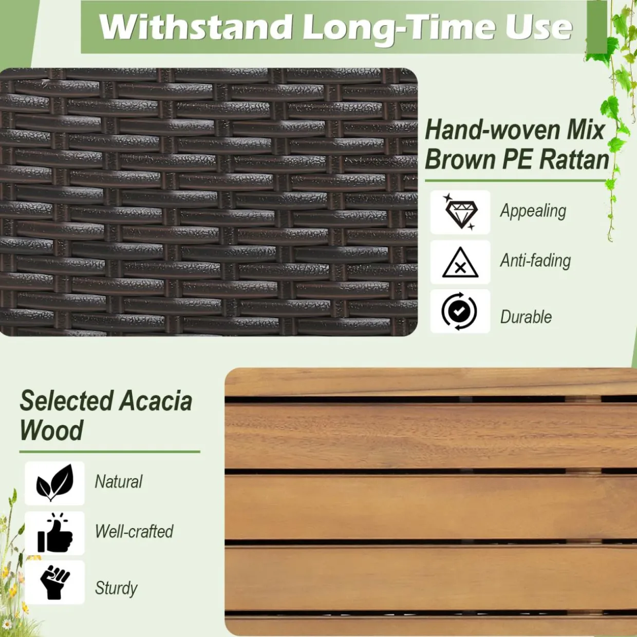 Tangkula 45 Gallon Outdoor Storage Bench, Mix Brown Rattan Storage Container with Zippered Liner