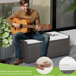 Tangkula 34 Gallon Outdoor Storage Bench with Seat Cushion