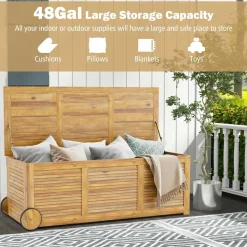 Tangkula 48 Gallon Outdoor Storage Box with Wheels