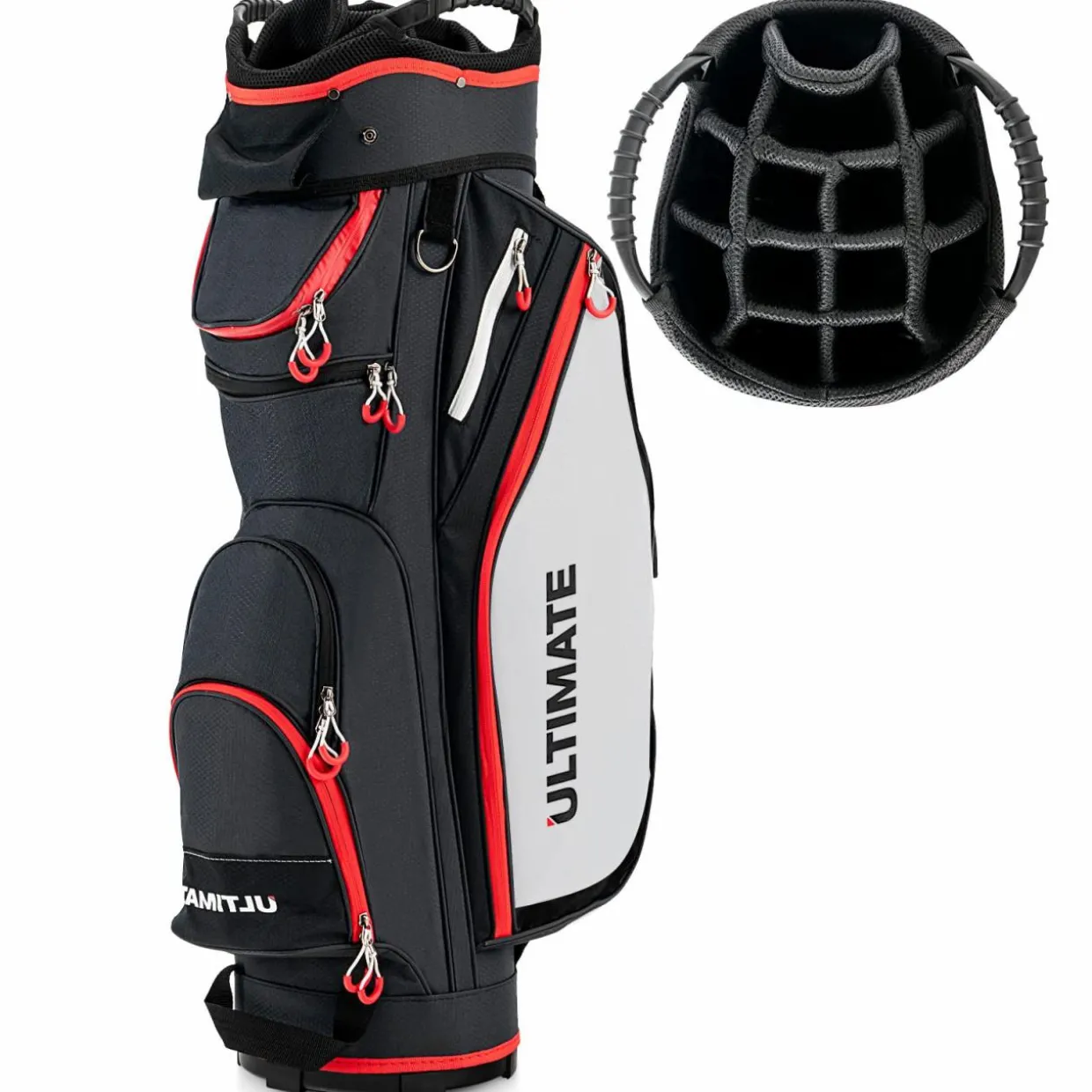 Tangkula 9.5" Golf Cart Bag, Lightweight Golf Cart Bag with 14 Way Dividers Top Organizer, 8 Pockets