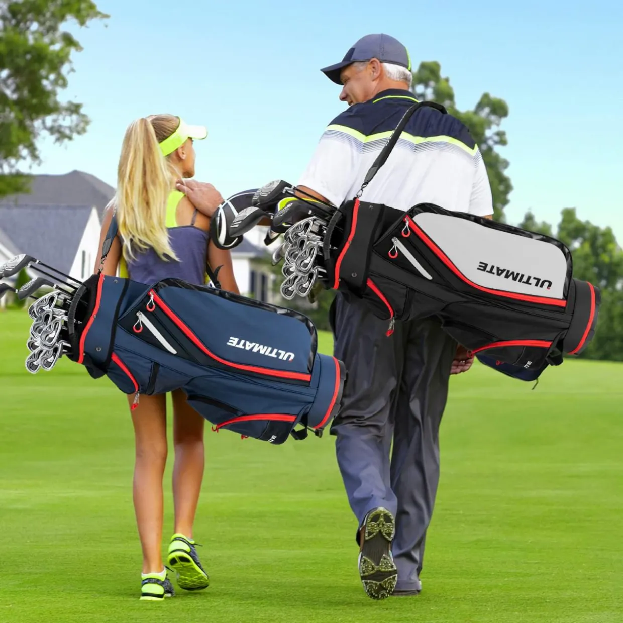 Tangkula 9.5" Golf Cart Bag, Lightweight Golf Cart Bag with 14 Way Dividers Top Organizer, 8 Pockets