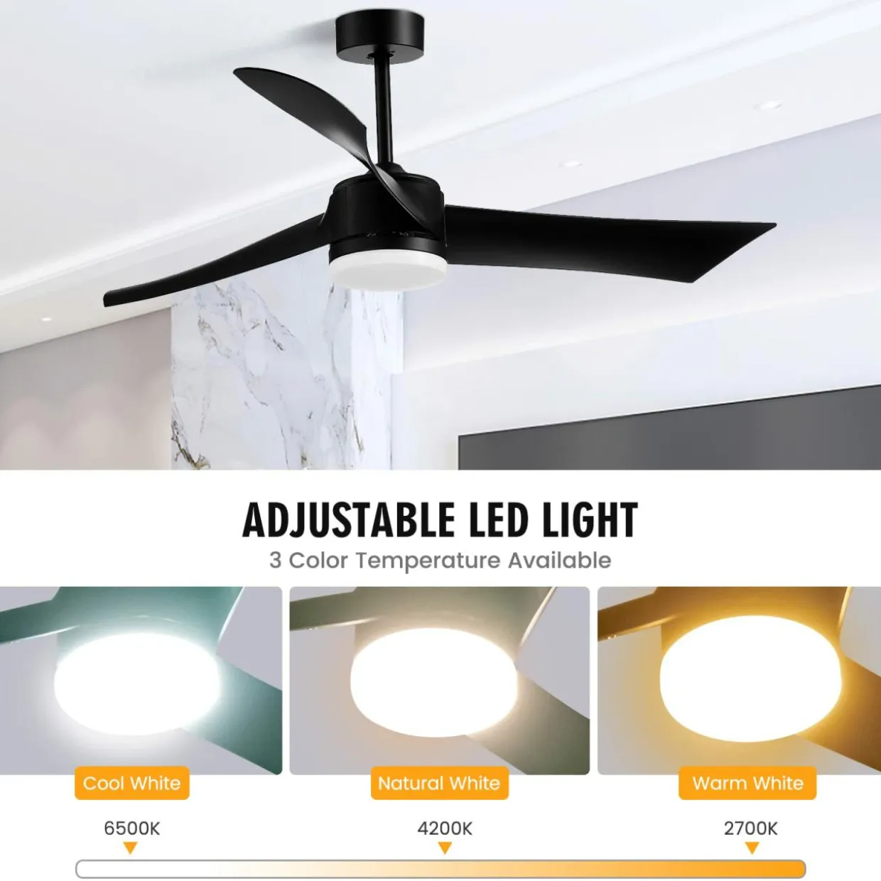 Tangkula 52 Inch Ceiling Fan with Light