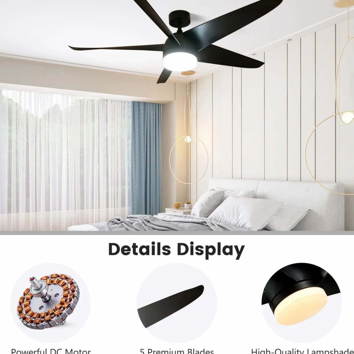 Tangkula 60 Inch Ceiling Fan with Light