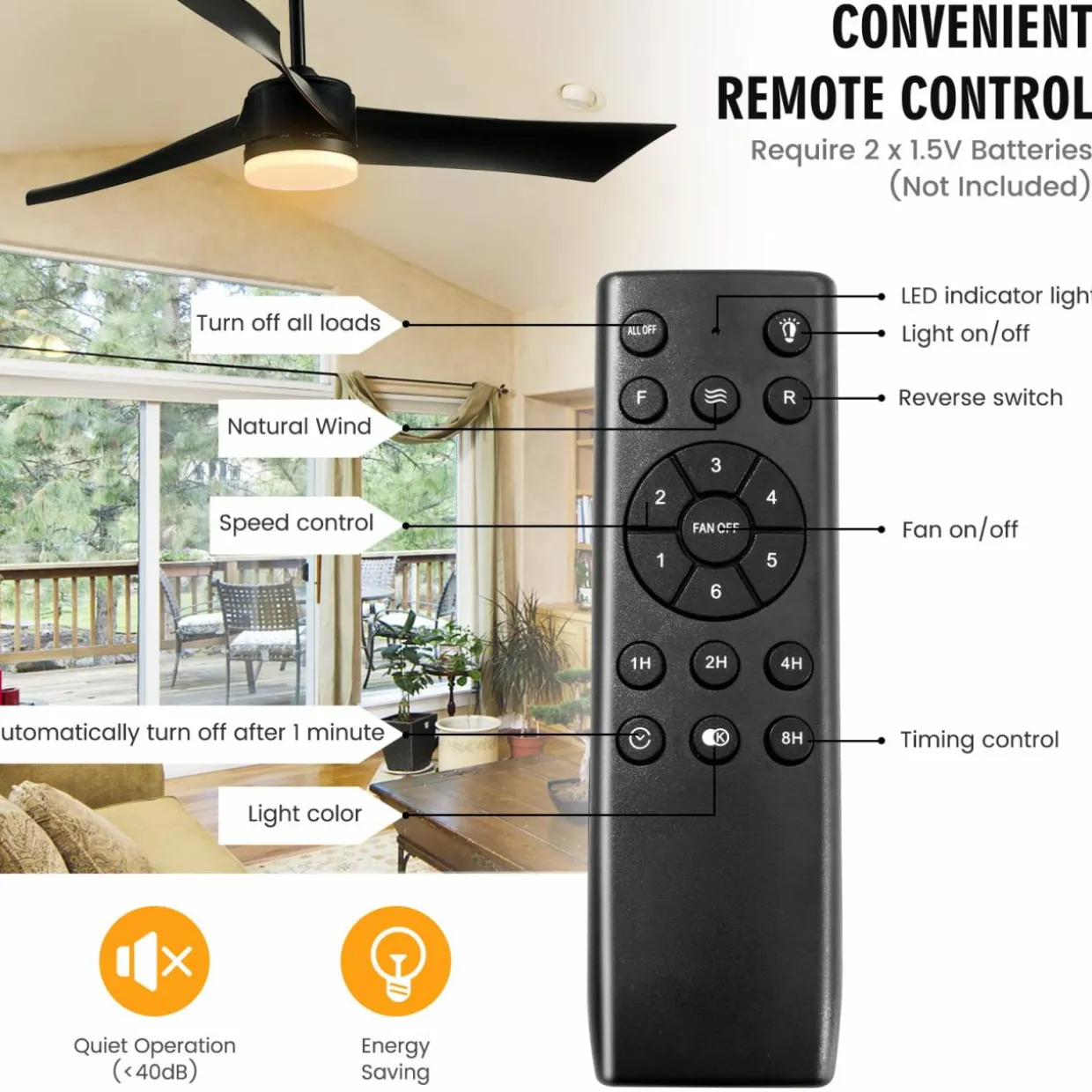 Tangkula 52 Inch Ceiling Fan with Light