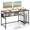 Tangkula 55 Inch Computer Desk with 4 Power Outlets & 2 USB Ports