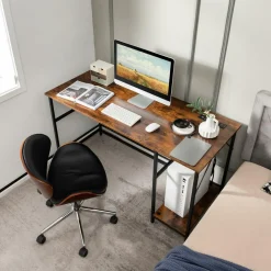 Tangkula 55 Inch Computer Desk with 4 Power Outlets & 2 USB Ports