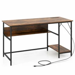 Tangkula 55 Inch Computer Desk with 4 Power Outlets & 2 USB Ports