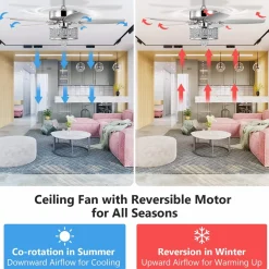 Tangkula 50 Inch Crystal Ceiling Fan with Lights & Remote Control, Modern Electrical Fan with 5 Wood Reversible Blades, 8H Timer