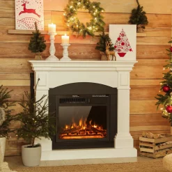Tangkula 18 Inch Electric Fireplace, 5100 BTU Freestanding Electric Fireplace Heater with Remote Control