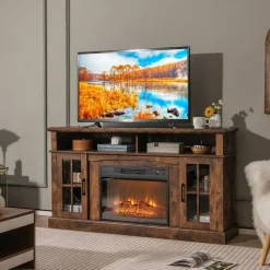 Tangkula 23 inch Electric Fireplace Insert, Recessed Fireplace w/ 3 LED Realistic Flame Effects