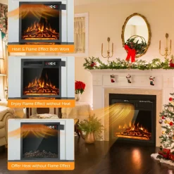Tangkula 18 Inch Electric Fireplace, 5100 BTU Freestanding Electric Fireplace Heater with Remote Control
