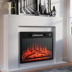 Tangkula 23 inch Electric Fireplace Insert, Recessed Fireplace w/ 3 LED Realistic Flame Effects