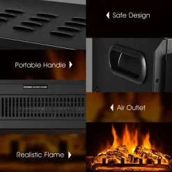 Tangkula 18 Inch Electric Fireplace Insert, Freestanding & Recessed Electric Fireplace Heater with Remote Control, Adjustable Heater