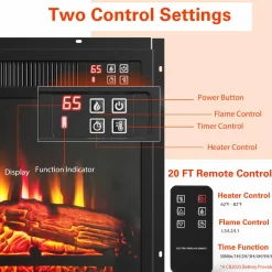 Tangkula 23 inch Electric Fireplace Insert, Recessed Fireplace w/ 3 LED Realistic Flame Effects