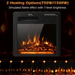 Tangkula 18 Inch Electric Fireplace, 5100 BTU Freestanding Electric Fireplace Heater with Remote Control