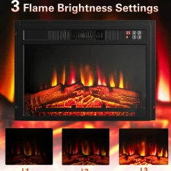 Tangkula 23 inch Electric Fireplace Insert, Recessed Fireplace w/ 3 LED Realistic Flame Effects