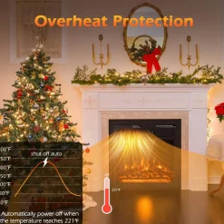 Tangkula 18 Inch Electric Fireplace, 5100 BTU Freestanding Electric Fireplace Heater with Remote Control
