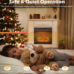 Tangkula 23 inch Electric Fireplace Insert, Recessed Fireplace w/ 3 LED Realistic Flame Effects