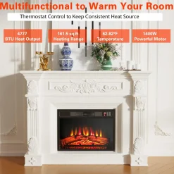 Tangkula 23 inch Electric Fireplace Insert, Recessed Fireplace w/ 3 LED Realistic Flame Effects