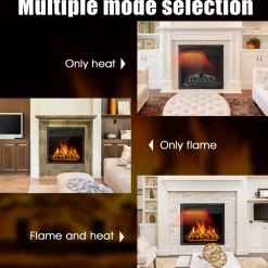 Tangkula 18 Inch Electric Fireplace Insert, Freestanding & Recessed Electric Fireplace Heater with Remote Control, Adjustable Heater