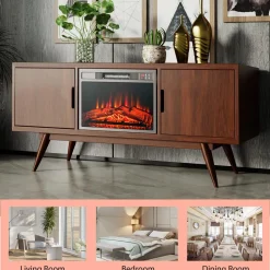 Tangkula 23 inch Electric Fireplace Insert, Recessed Fireplace w/ 3 LED Realistic Flame Effects