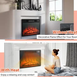 Tangkula 23 inch Electric Fireplace Insert, Recessed Fireplace w/ 3 LED Realistic Flame Effects