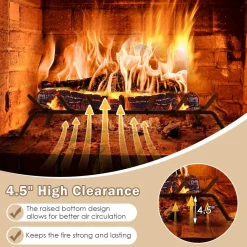 Tangkula 31 Inch Fireplace Grate, 7 Bar Solid Steel Fireplace Log Holder for Indoor Chimney Hearth & Outdoor Fire Pit Camping