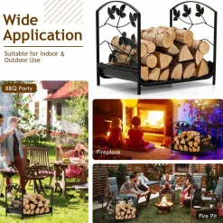 Tangkula 19 Inch Firewood Rack, Decorative Log Holder