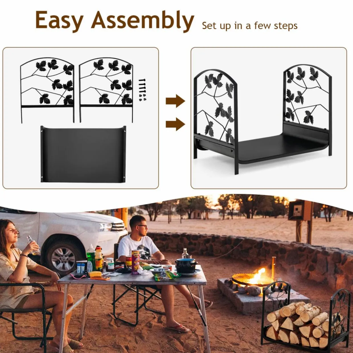 Tangkula 19 Inch Firewood Rack, Decorative Log Holder