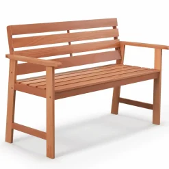 Tangkula 48 Inch Hardwood Patio Bench, Wood 2-Seat Chair with Breathable Slatted Seat & Inclined Backrest