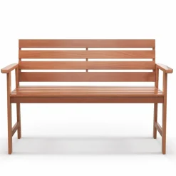 Tangkula 48 Inch Hardwood Patio Bench, Wood 2-Seat Chair with Breathable Slatted Seat & Inclined Backrest