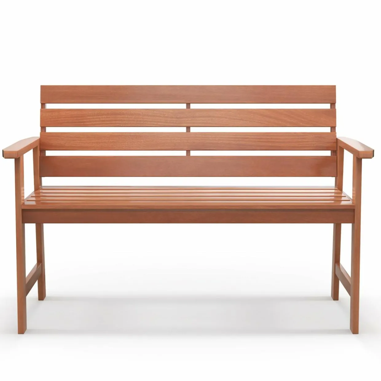 Tangkula 48 Inch Hardwood Patio Bench, Wood 2-Seat Chair with Breathable Slatted Seat & Inclined Backrest