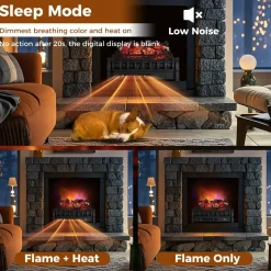 Tangkula 23 Inch Infrared Quartz Electric Fireplace Lemon Wood Log Heater, 8H Timer, Overheat Protection, 1500W