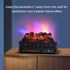 Tangkula 23 Inch Infrared Quartz Electric Fireplace Lemon Wood Log Heater, 8H Timer, Overheat Protection, 1500W