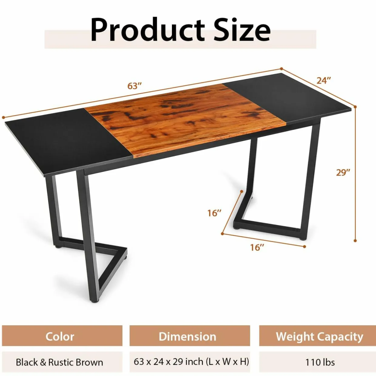 Tangkula 63 Inch Large Home Office Computer Desk