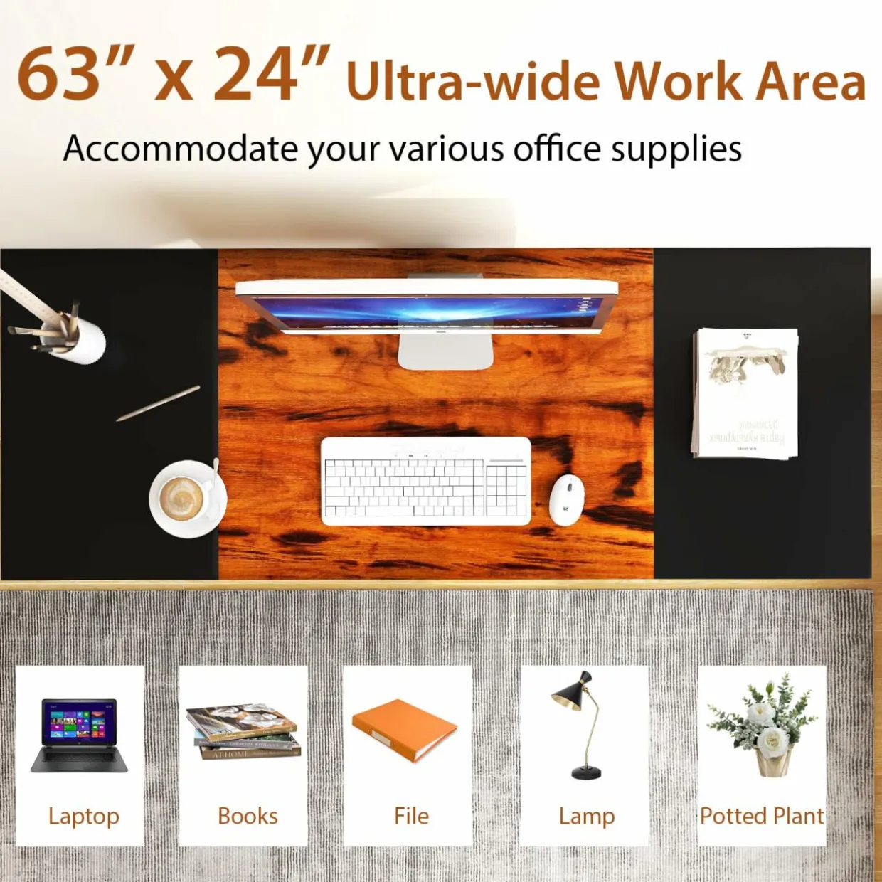 Tangkula 63 Inch Large Home Office Computer Desk
