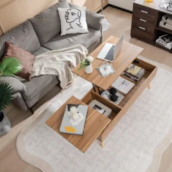 Tangkula 47 Inch Lift Top Coffee Table with Storage