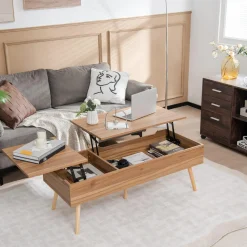 Tangkula 47 Inch Lift Top Coffee Table with Storage