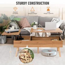 Tangkula 47 Inch Lift Top Coffee Table with Storage