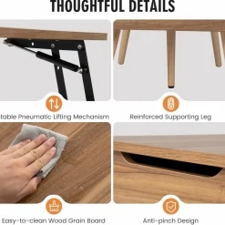 Tangkula 47 Inch Lift Top Coffee Table with Storage