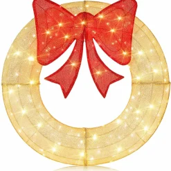 Tangkula 48 Inch Lighted Christmas Mesh Wreath