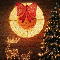 Tangkula 48 Inch Lighted Christmas Mesh Wreath