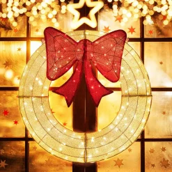 Tangkula 48 Inch Lighted Christmas Mesh Wreath