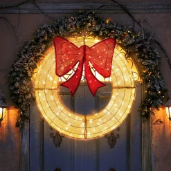 Tangkula 48 Inch Lighted Christmas Mesh Wreath