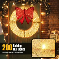Tangkula 48 Inch Lighted Christmas Mesh Wreath