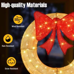 Tangkula 48 Inch Lighted Christmas Mesh Wreath