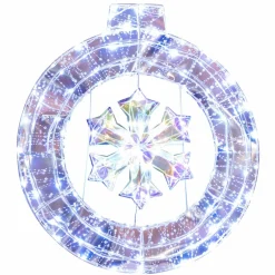 Tangkula 33 Inch Lighted Snowflake Wreath, Christmas Wreath w/Hanging Ring & Support Bracket, 128 Cold White LED Bulbs