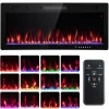Tangkula 40 Inch Linear Electric Fireplace, Recessed & Wall-Mounted Fireplace Heater with Multi-Color Flame